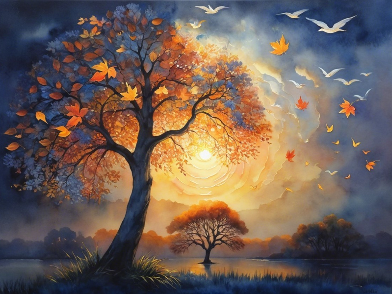 Modern Canvas Wall Art Home Decor - Autum Storm Circling