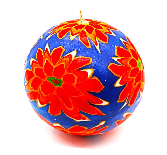 Swazi Hand Made Orange Floral Rounded Candle