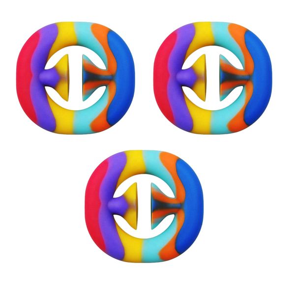 Rainbow Snappers Fidget Toy - Silicone Noise Making Squeeze Toy - 3 Pack