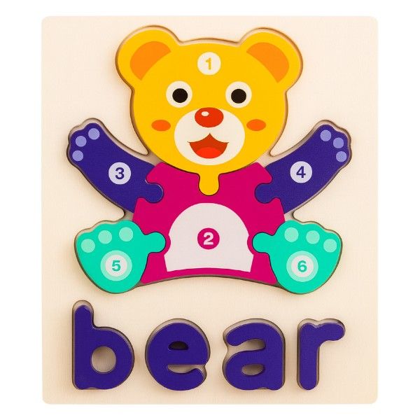 Wooden Educational Bear Puzzle - Multi-Colour
