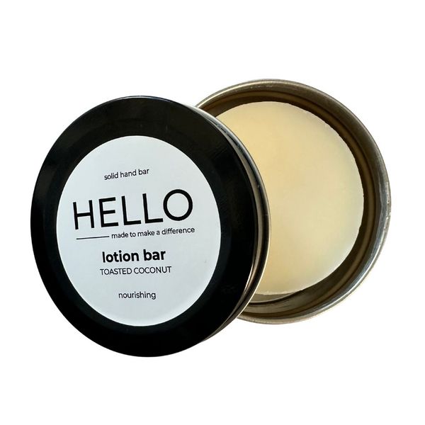 50g Hello Body Lotion Bar Organic Mosisturising Wax Balm - Toasted Coconut