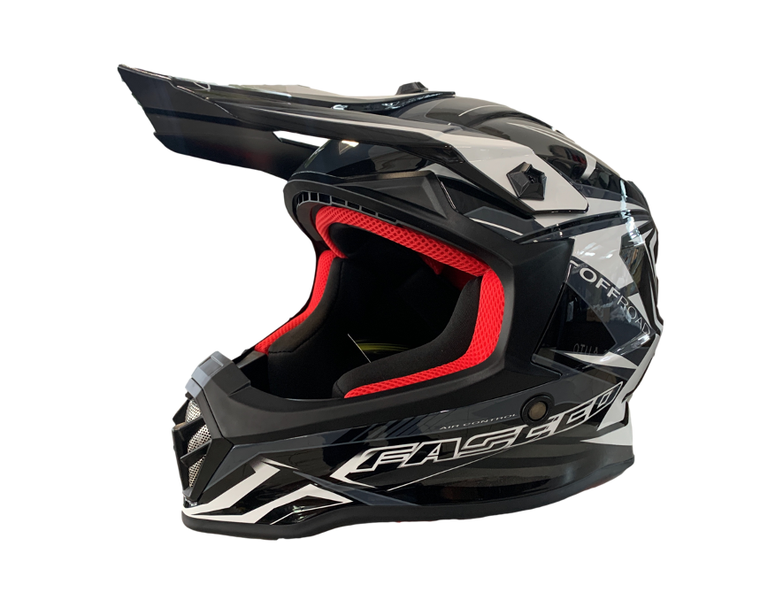 Faseed 608 Kids White/Black/Red Helmet