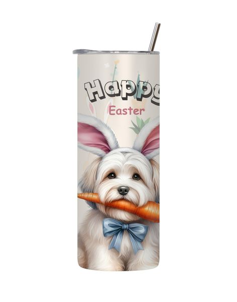 Poodle 20 Oz Tumbler with Lid Straw Graphic Dog Easter Design Present 084