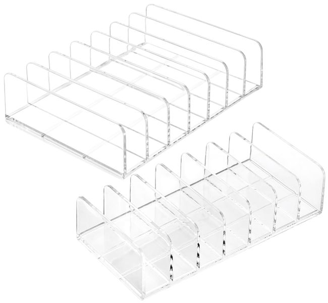2 Piece - Small &amp; Large Makeup Palette Organizer - Transparent