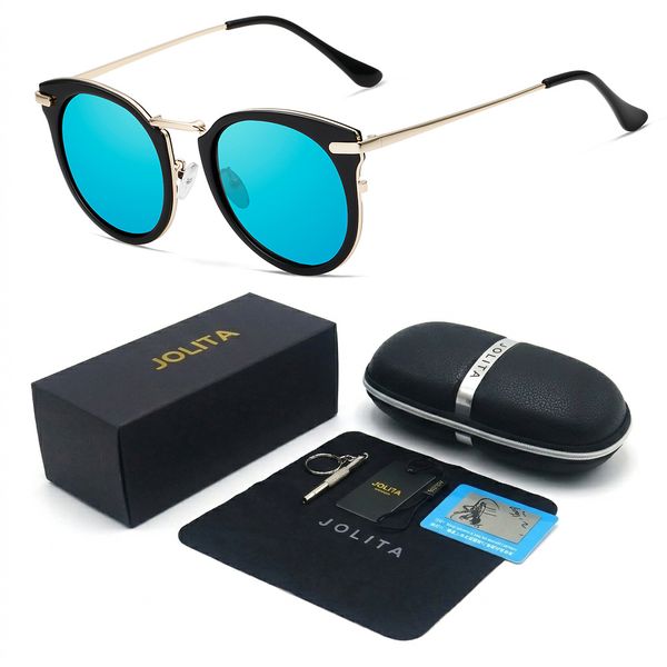 Jolita-3064 Women Round Polarized UV Protection TR90 Double-Ring Sunglasses