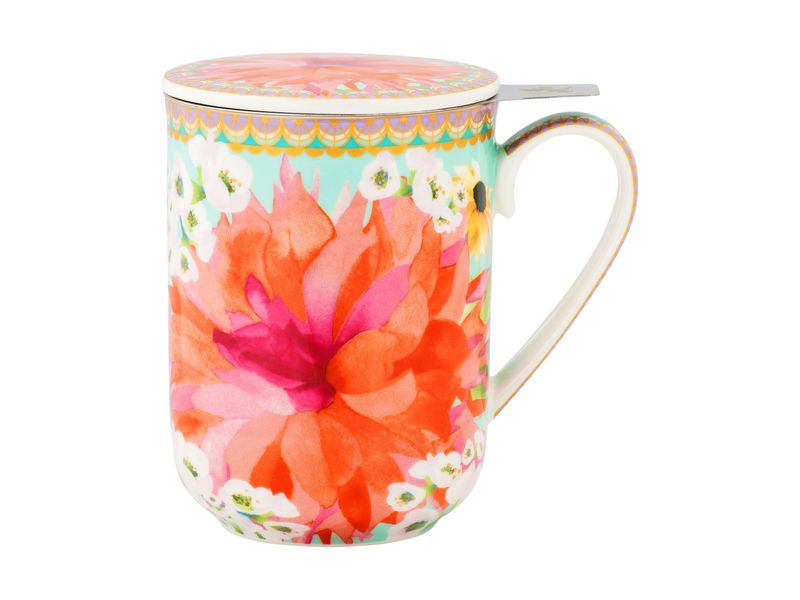 Maxwell and Williams Dahlia Daze Infuser Mug with Ceramic Lid 340ml