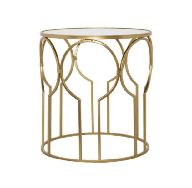 Gold Glass Round Side Table