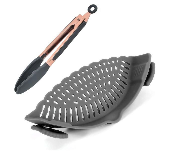 Clip On Colander Strainer &amp; Tong