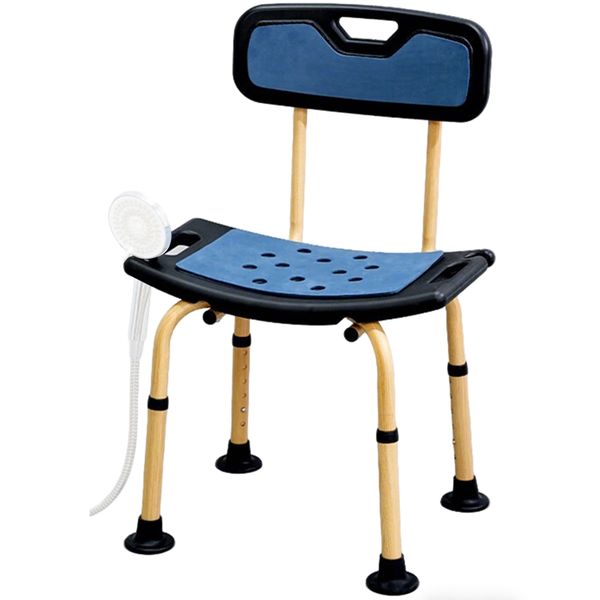 Adjustable HeavyDuty Shower Chair Elderly Disabled Support Seat Wood Finish