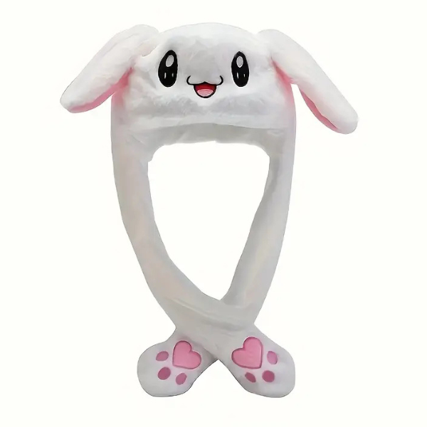 Bunny Winter Beanie Hat with Moving Ears - Soft White - SuperSoft &amp;Warm