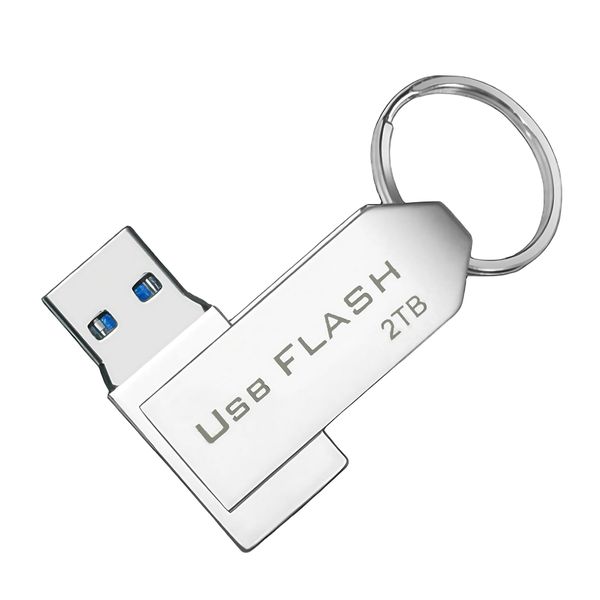 USB Flash Drive 2TB Metal Thumb Drive Zinc Alloy Swivel Design