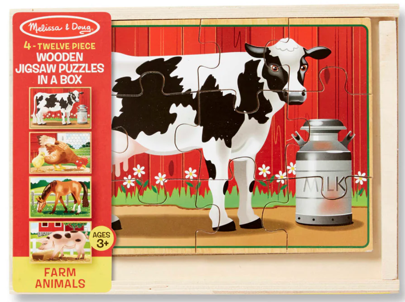 Melissa &amp; Doug Farm Animals Puzzles in a Box - 12 Piece