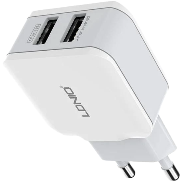 LDNIO Charger - Dual Port Charger Adapter - 2.4A 5V Dual Port USB Charger