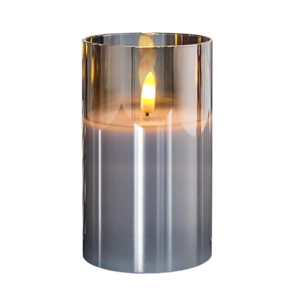 Flameless Candle Light with LED Realistic Flickering - Grey