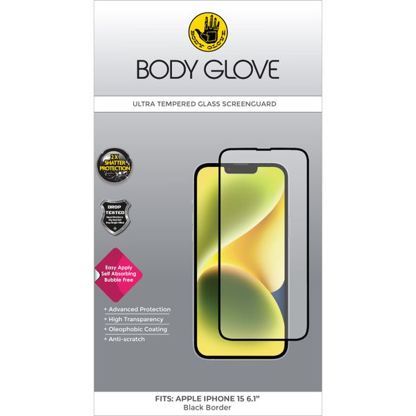 Body Glove iPhone 15 Ultra Tempered Glass Screen Protector - Black Border