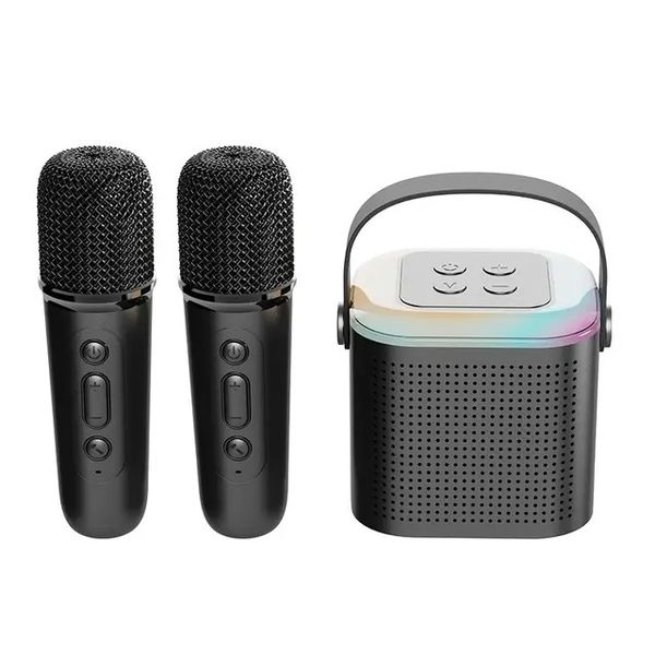 Portable Wireless Karaoke Speakers with 2 Microphones - Black