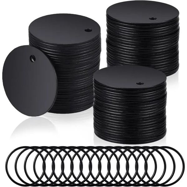 Trocraft Stainless Steel Blank Tags Round Black 10pc