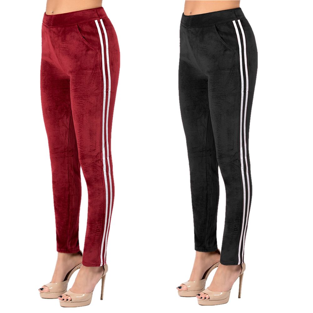 2 x Stretch Fit Velvet Women Winter Leggings Sweatpants Tracksuit Pants ...