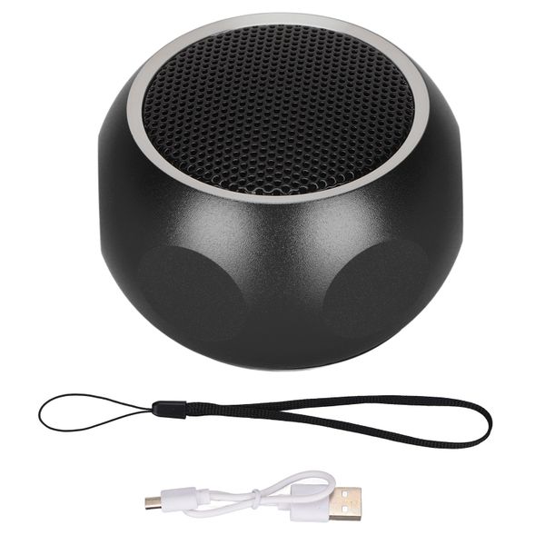 Mini Portable Bluetooth Speaker Cute Tiny Wireless with Lanyard Black