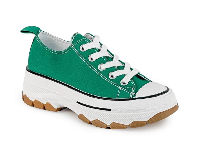 Ladies Green Canvas Platform Tennis Shoes