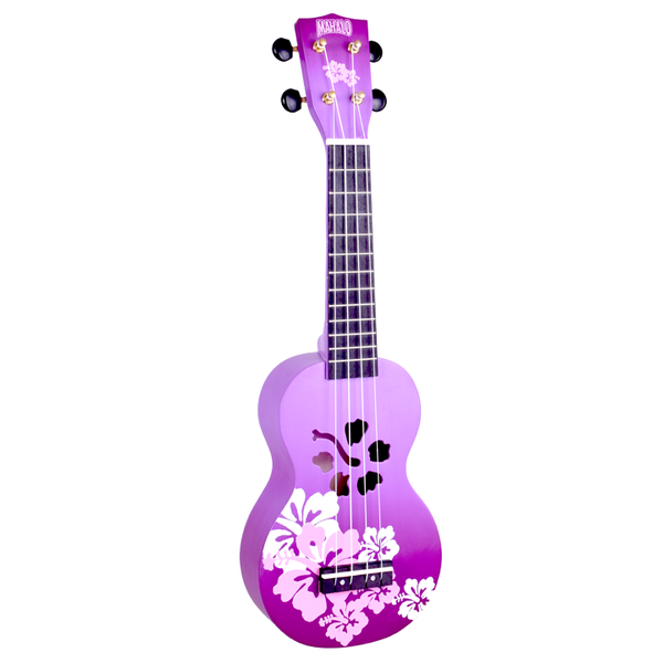Mahalo Soprano Ukulele Hibiscus Purple Burst