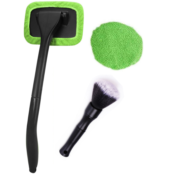 Car Windshield Cleaning Tool, with 1 Pc Reusable Cloth and 1 Pc Brush