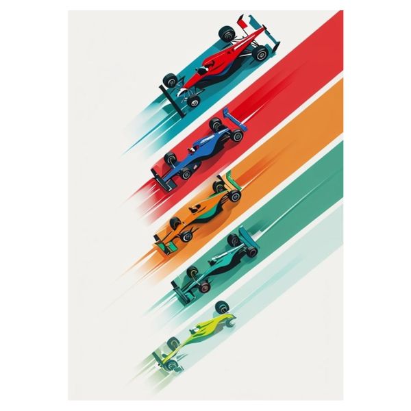 Colorful Race Cars - A1 Poster
