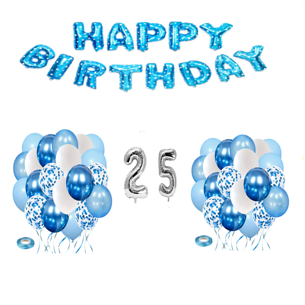 Blue and white Balloon Set 25 years