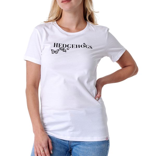 Hedgehogs-Ladies-Velvet Ss Tee-White