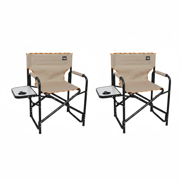 Basecamp Heavy-Duty Camping Chair with Flip-Down Side Table - 2 Pack