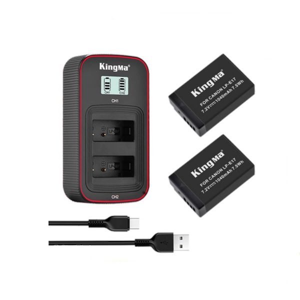 Kingma Canon Replacement Battery LP-E17 1040 mAh x 2 and LCD Charger Kit