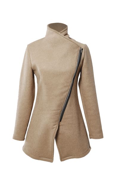 Beige Ladies Asymmetric Coat