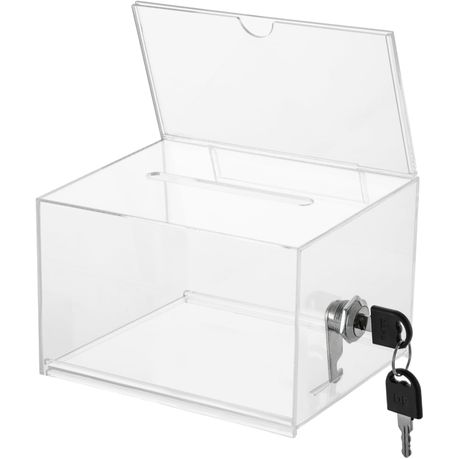 Office Acrylic Lockable Donation Suggestion Box with Keys ( 20cm) Image