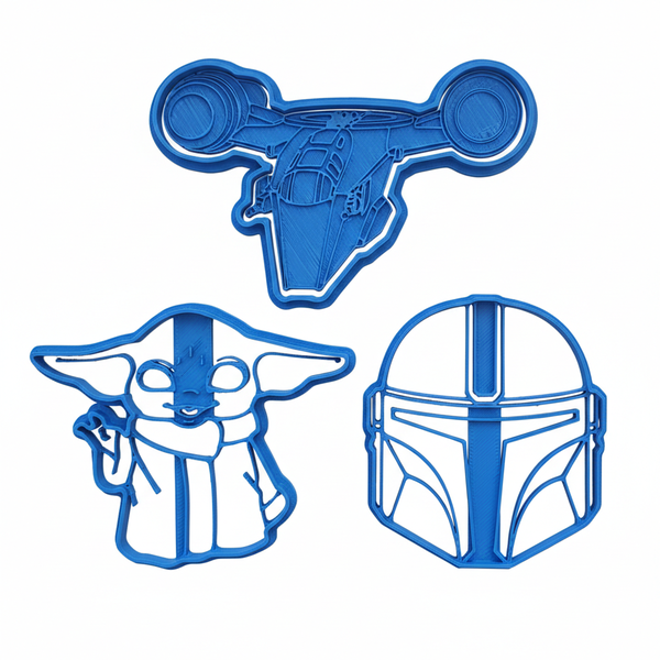 Mandalorian Theme Cookie Cutter Set - Baby Yoda, Helmet and Razor Crest