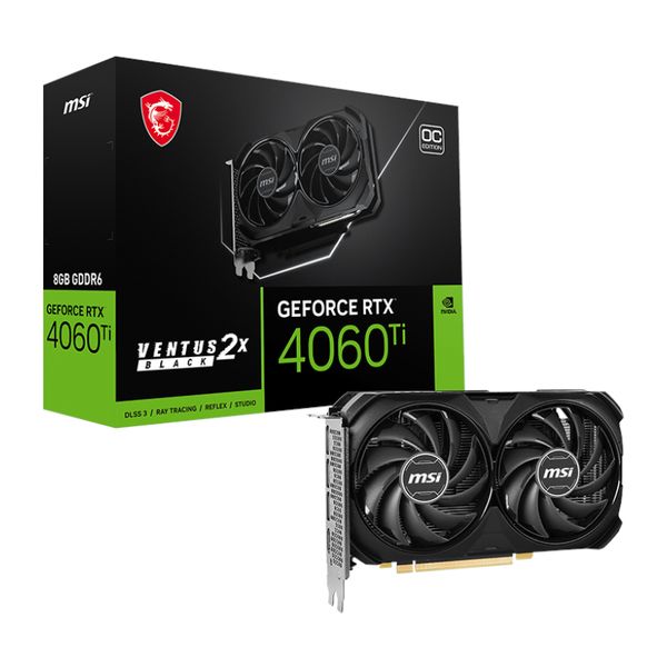 MSI GeForce RTX 4060 Ti VENTUS 2X BLACK 8GB OC Graphics Card