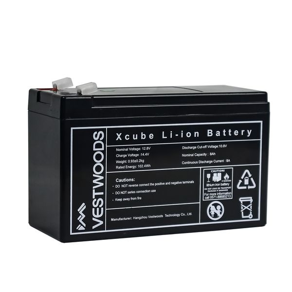 VESTWOODS 8Ah / 12V LiFePO4 Lithium-Ion Battery - VC1208