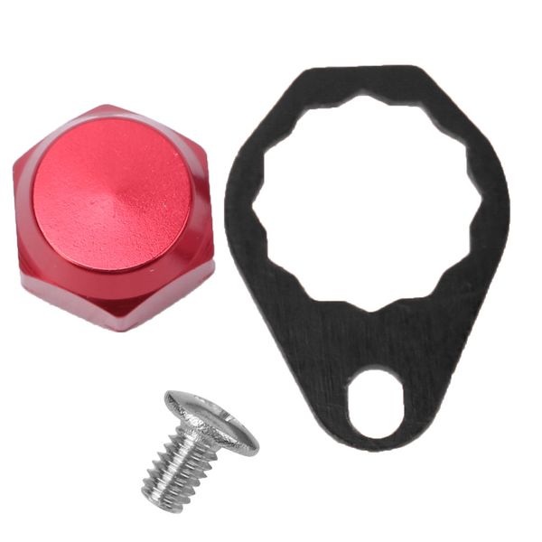 Black Lock Plate + Red M8 Nut (LH)