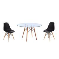 3 Piece Glass Table and Black Wooden Leg Chairs