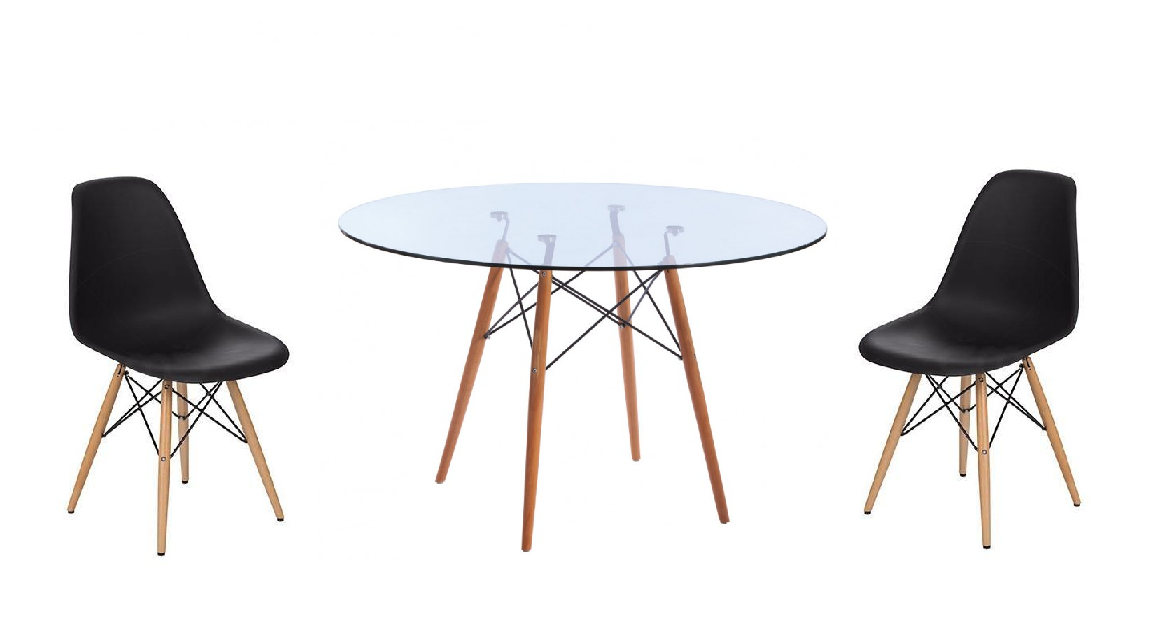 3 Piece Glass Table and Black Wooden Leg Chairs Shop Today. Get it