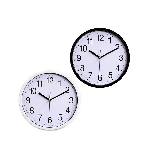 Home Accurate Modern Fashion Silent Plastic Wall Clock - Pack of 2