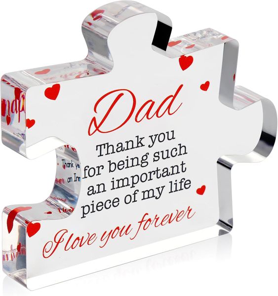 Engraved Acrylic Block Puzzle - 10 x 8.6 cm Puzzle Desk Decorations for Dad
