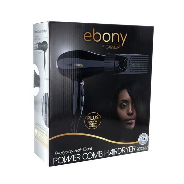 Carmen Ebony 2000W Power Comb Hair Dryer for Textured Hair