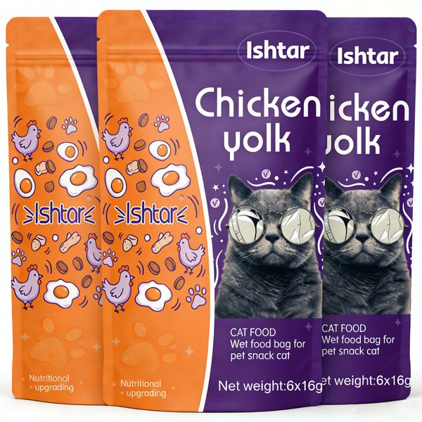 3 Packs 18 Pieces Lickable Cat Treats for Cats and Kittens - Chicken Yolk