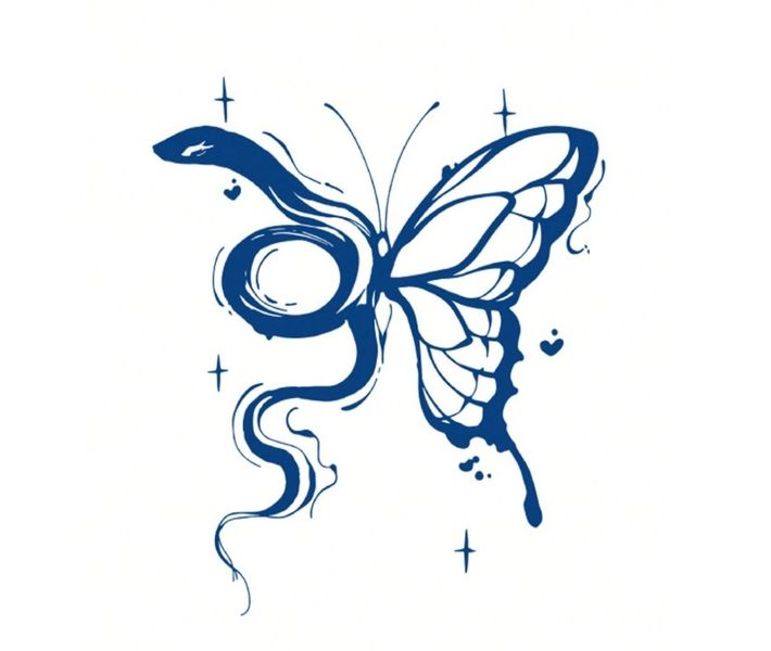 1 Sheet - Venom Butterfly Fantasy Temporary Tattoo - Blue