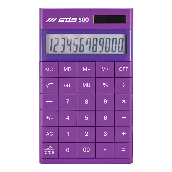 SDS 500 12 Digit Desktop Calculator - Dual Powered - Purple