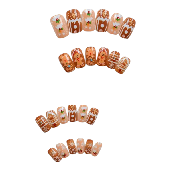Gingerbread Christmas Press-On Nails - 24