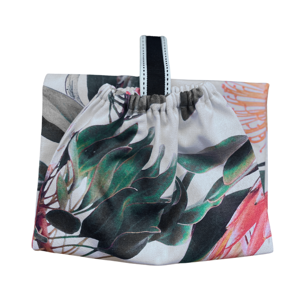 South African Orange Plastic Bag Holder With Pink Protea Flowers