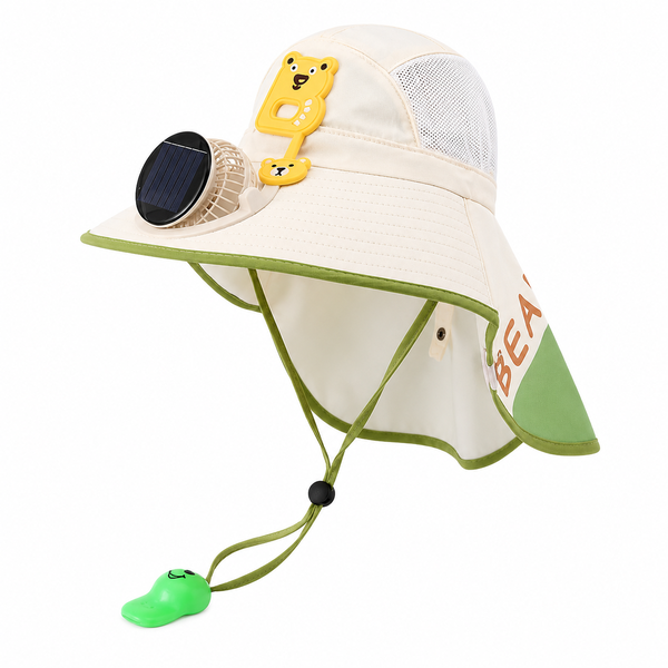 Kids Solar Fan Sun Hat UPF50+ Foldable Breathable Outdoor Beach Cap