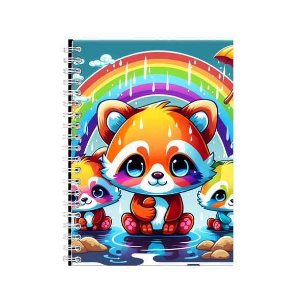 Raining Red Panda Rainbow Trio Notebook Animal Gift Idea A4 Notepad Pad 82