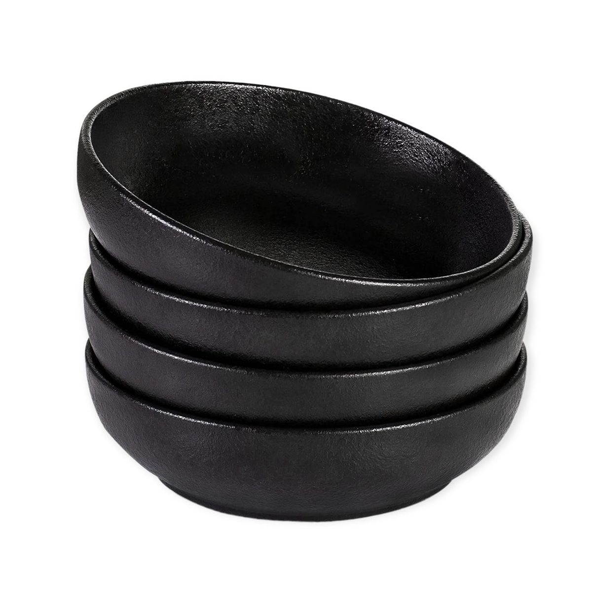 Set of 4 Large Matte Black Ceramic Serving Bowls Pasta Salad Bowls 28CM